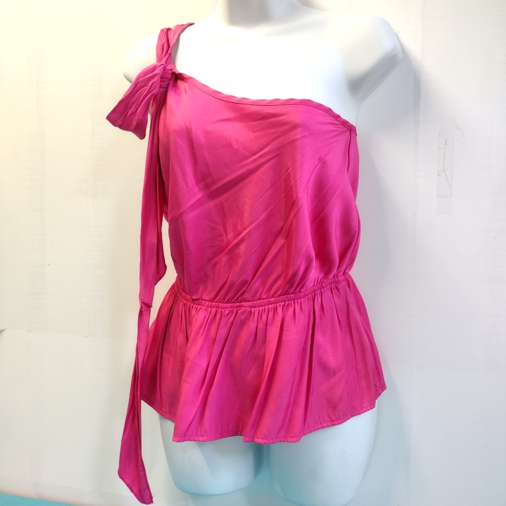 Kala One Shoulder Top Elastic Waist Pink M